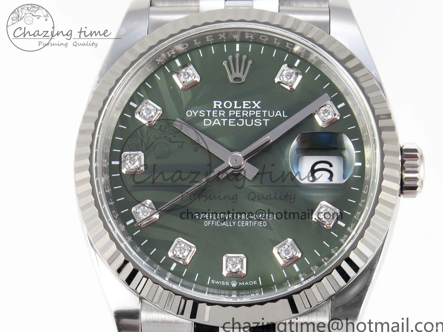 MiroTime 0224 RelaxedFit DateJust 36 126234 Clean 1:1 Best Edition 904L Steel Green Leaf Diamonds Dial on Jubilee Bracelet VR 1975